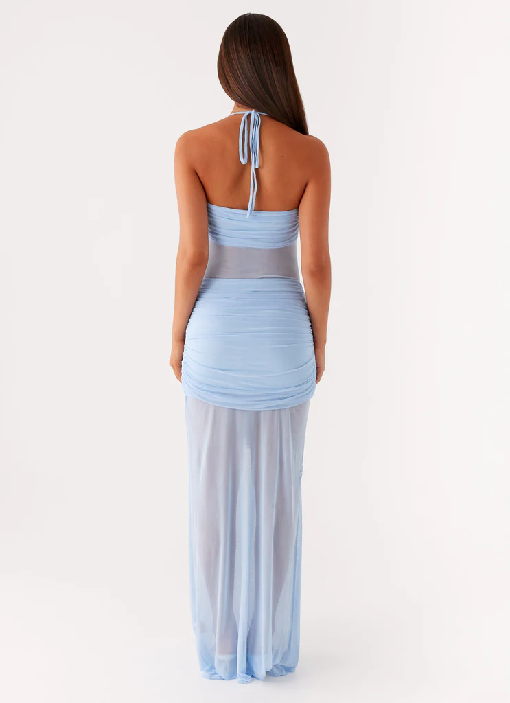 Lily Halter Maxi Dress - Blue