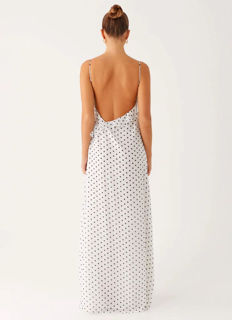 Harri Maxi Dress - White Polka Dot