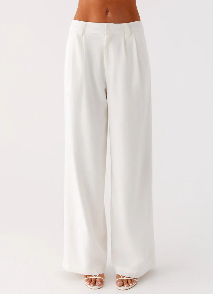 Delong Low Rise Linen Pants - White