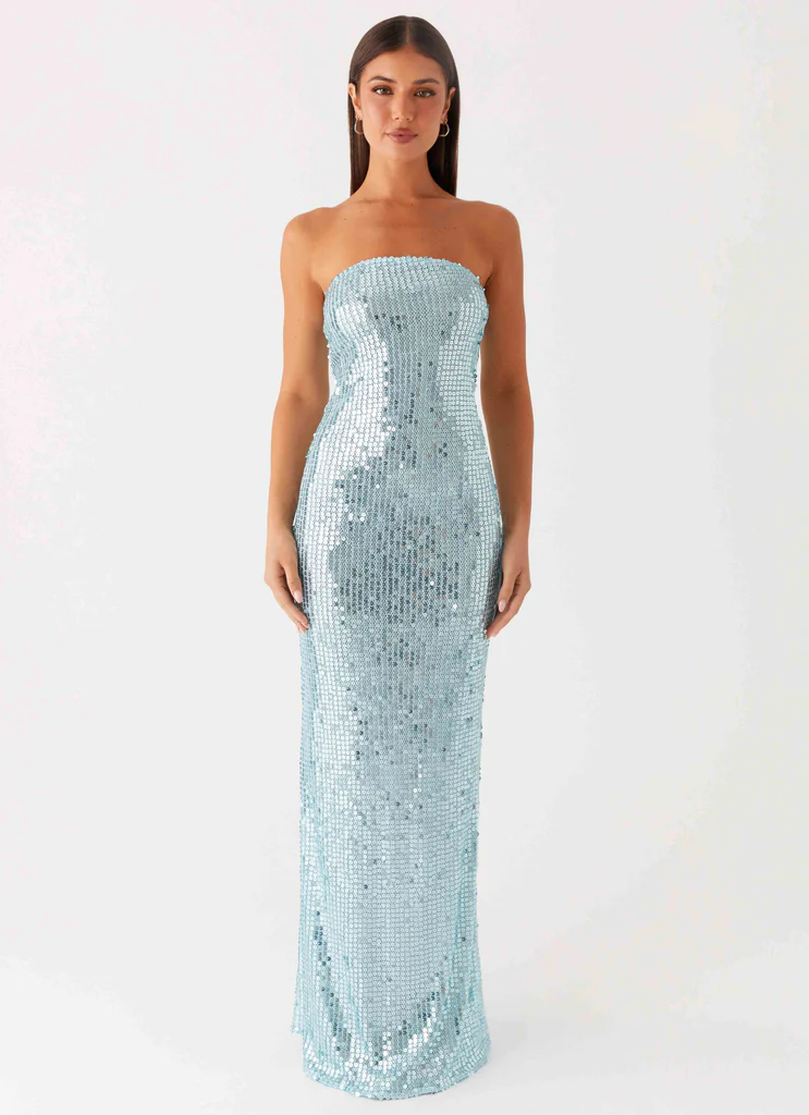 Lyric Sequin Maxi Dress - Turquoise