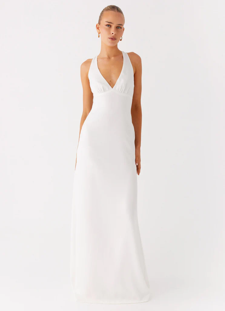 Desi Halterneck Maxi Dress - White