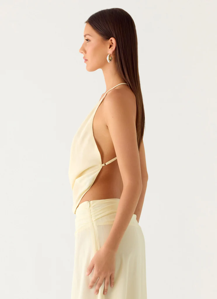 Sweet Charm Cowl Neck Top - Ivory
