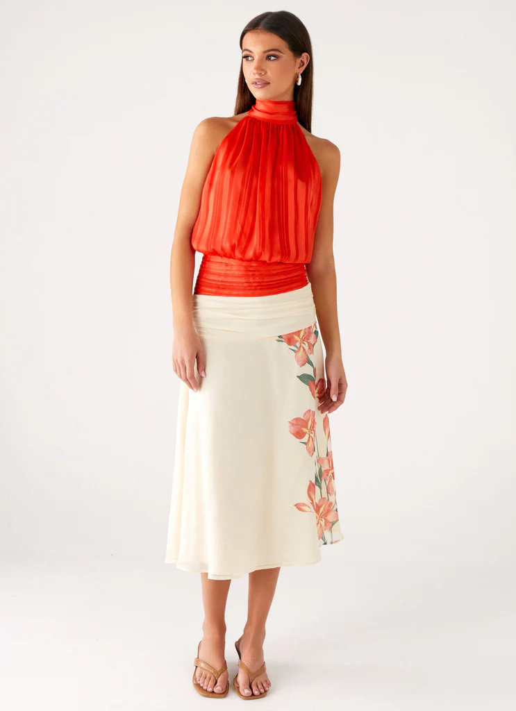 Willow Chiffon Top - Coral
