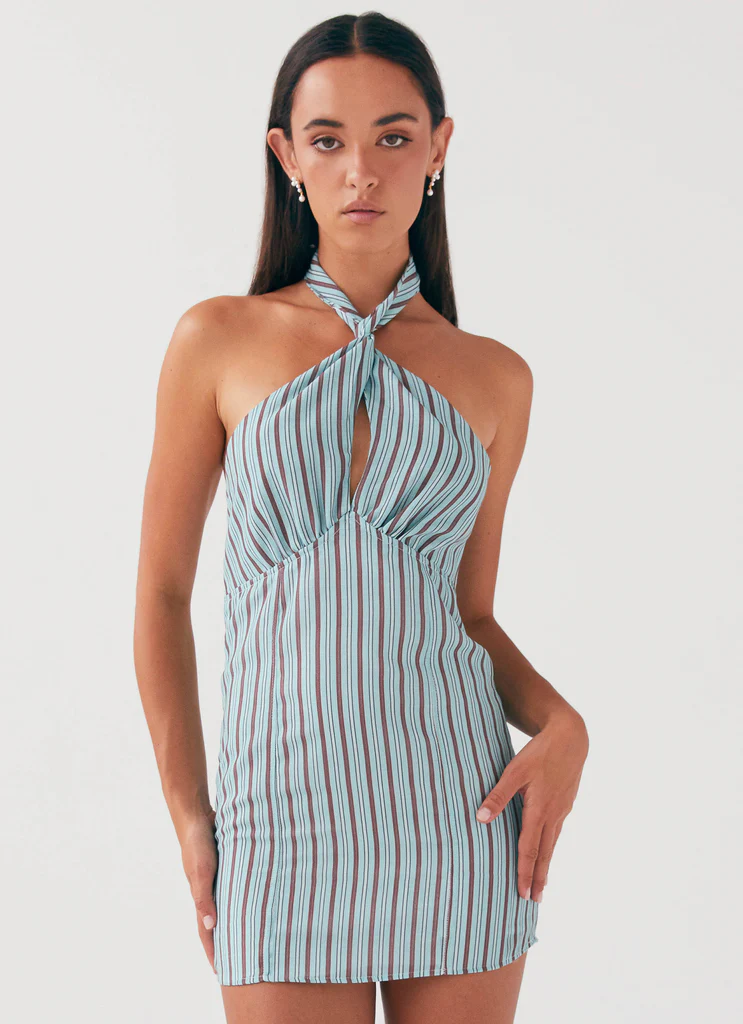 Sabine Linen Mini Dress - Coastal Stripe
