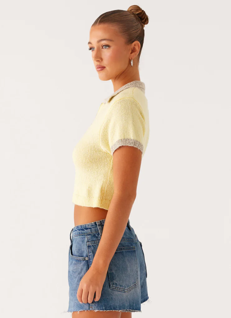 Walsh Knit Polo Top - Yellow