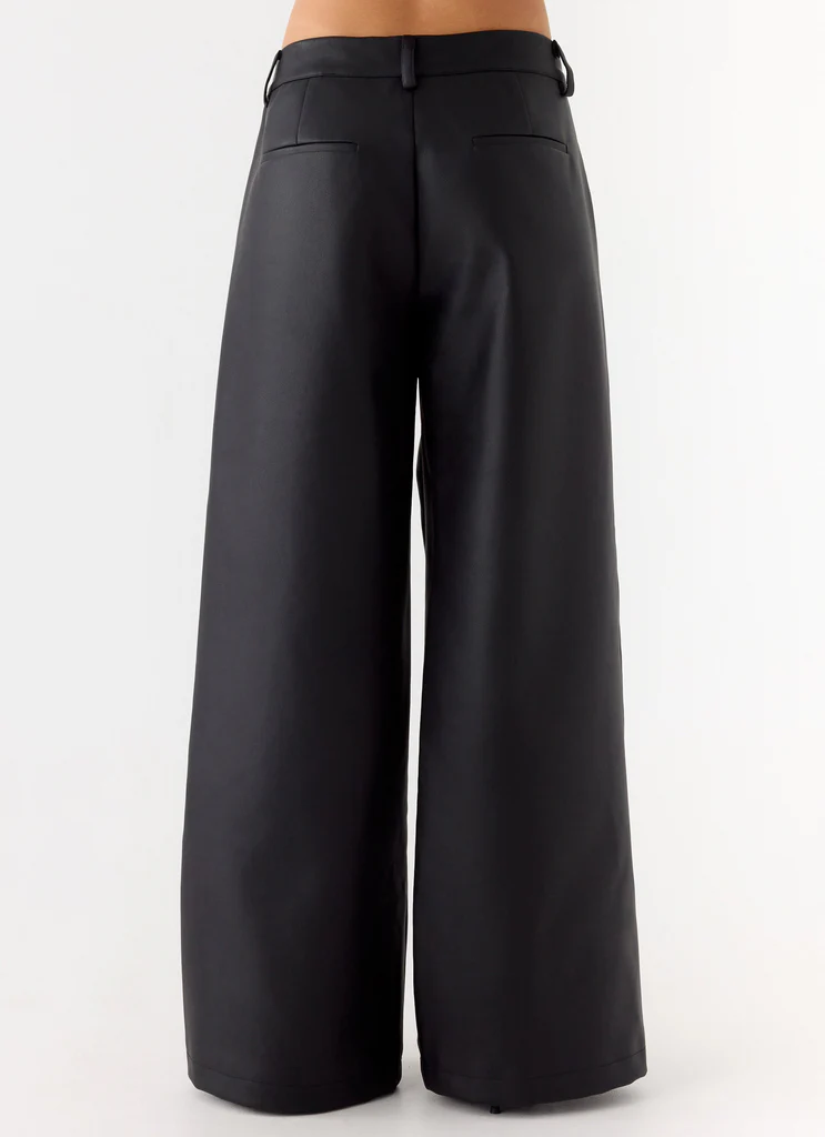Samuel Low Rise Faux Leather Pants - Black