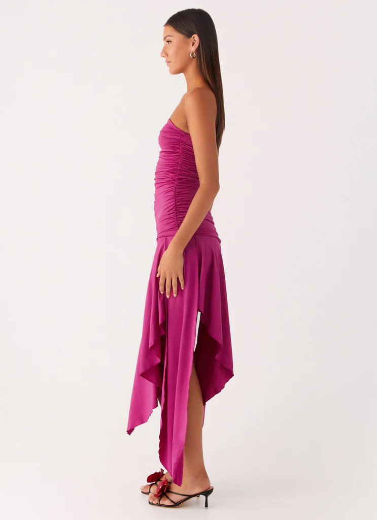 Ora Strapless Maxi Dress - Fuchsia