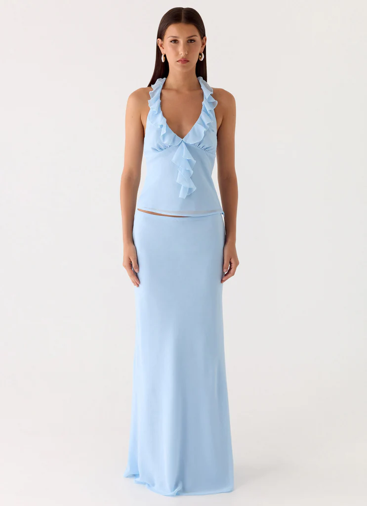 Star Girl Chiffon Maxi Skirt - Blue