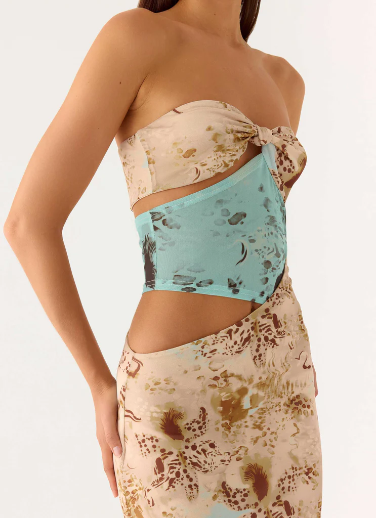 React Strapless Maxi Dress - Desert Blur