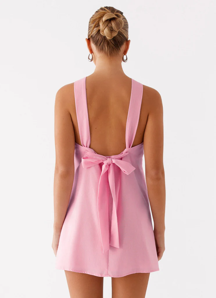 Keira Linen Micro Mini Dress - Pink