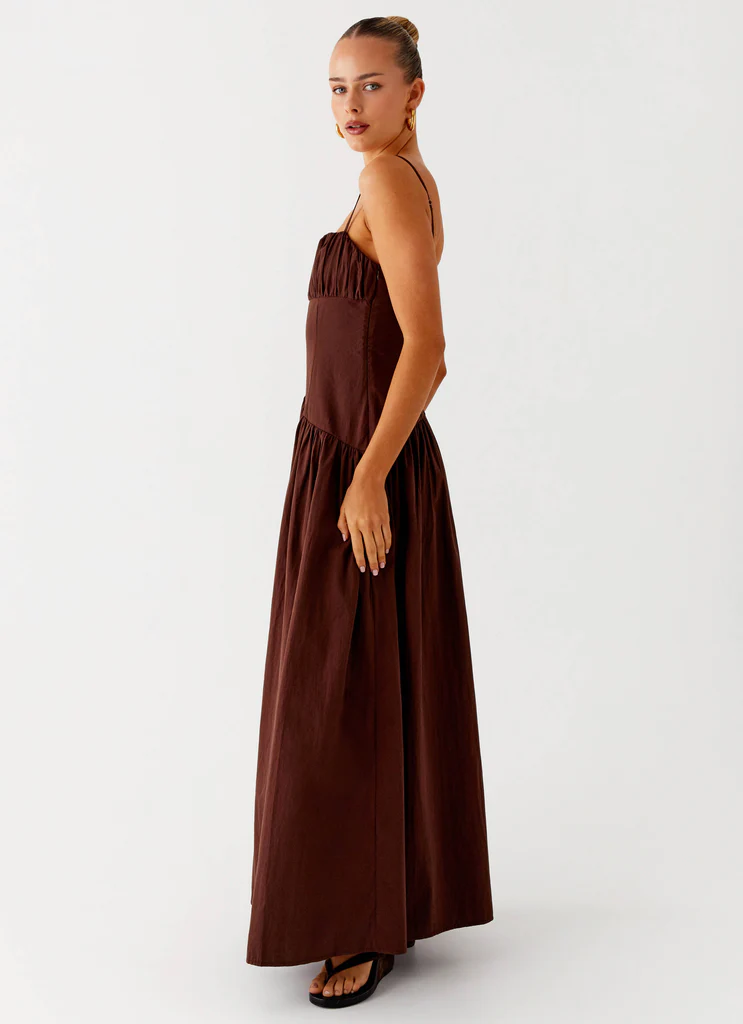 Yuna Drop Waist Maxi Dress - Chocolate