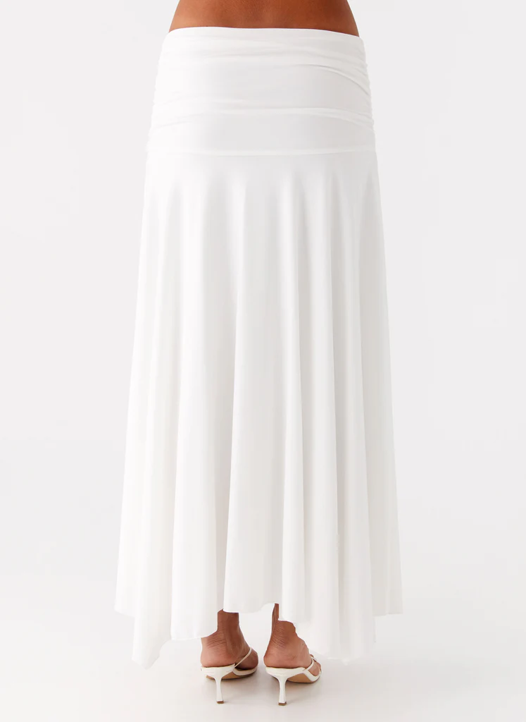 Liana Ruched Maxi Skirt - White