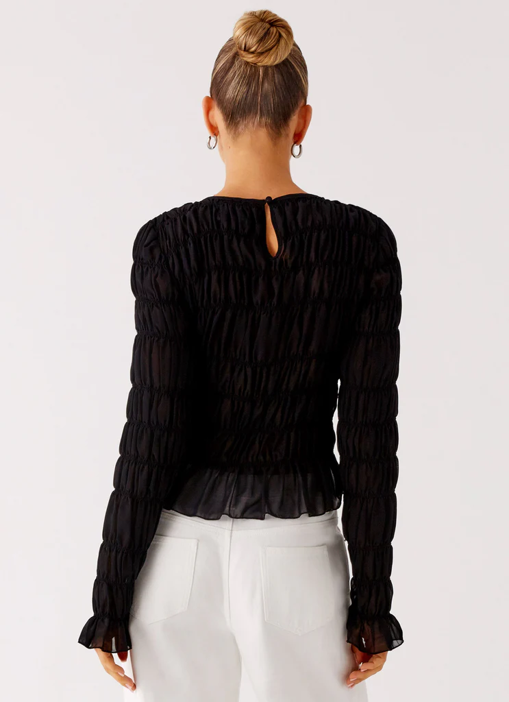 Bella Long Sleeve Top - Black