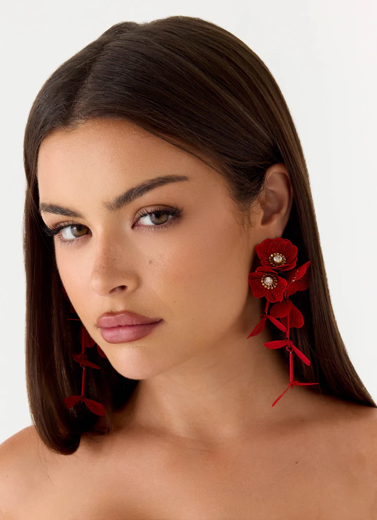 Venetta Earrings - Red