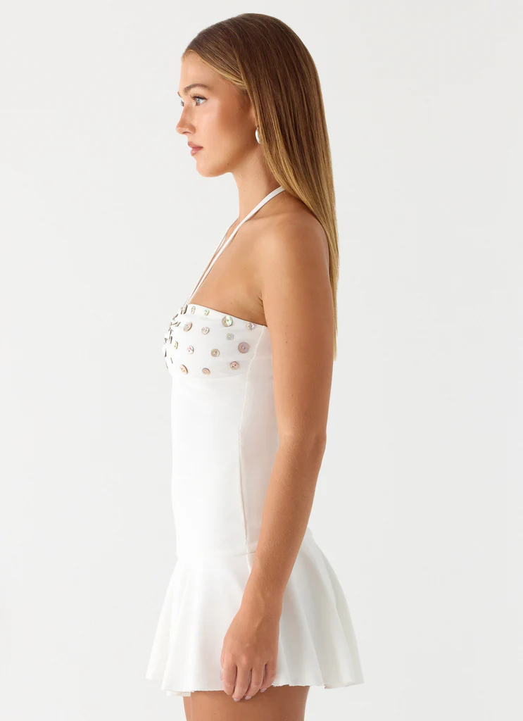 Sabelle Halter Mini Dress - White