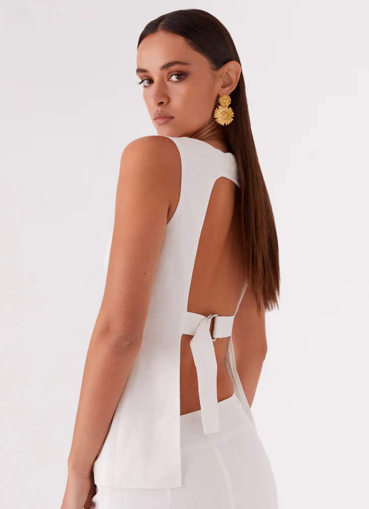 Mooney Linen Top - White