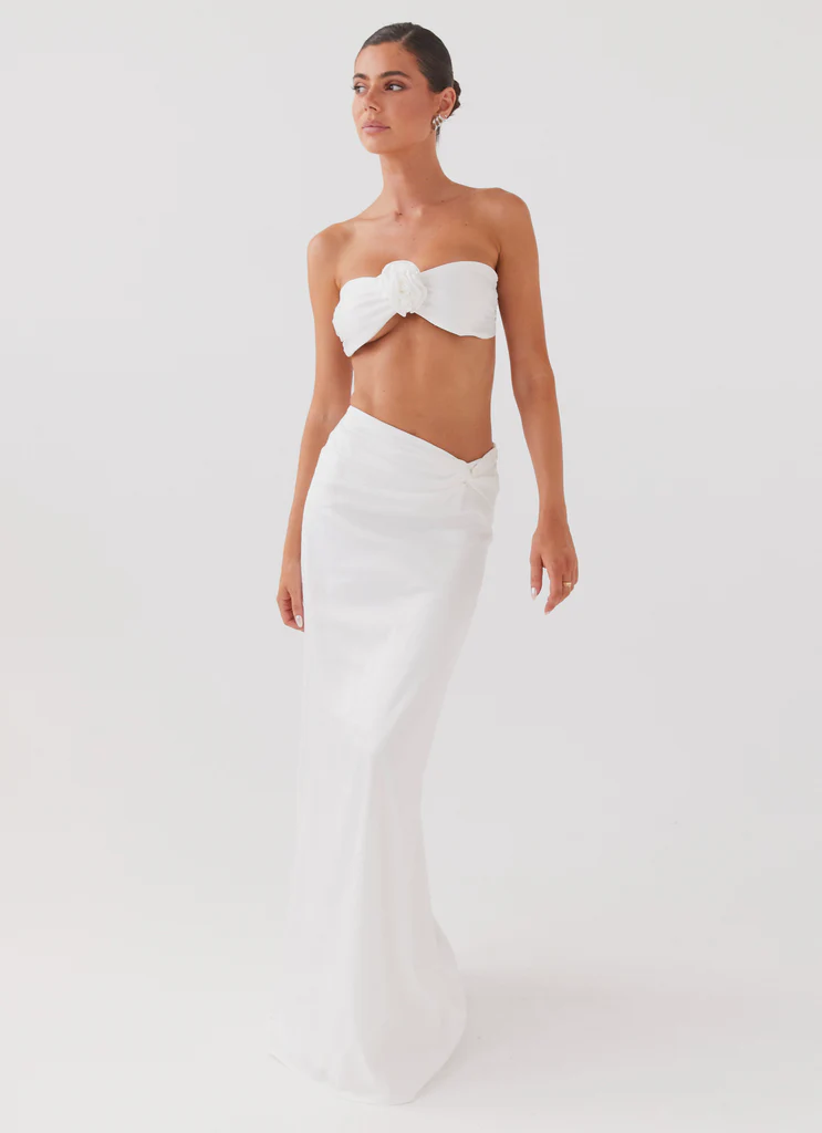 Crescent Light Twist Maxi Skirt - Ivory