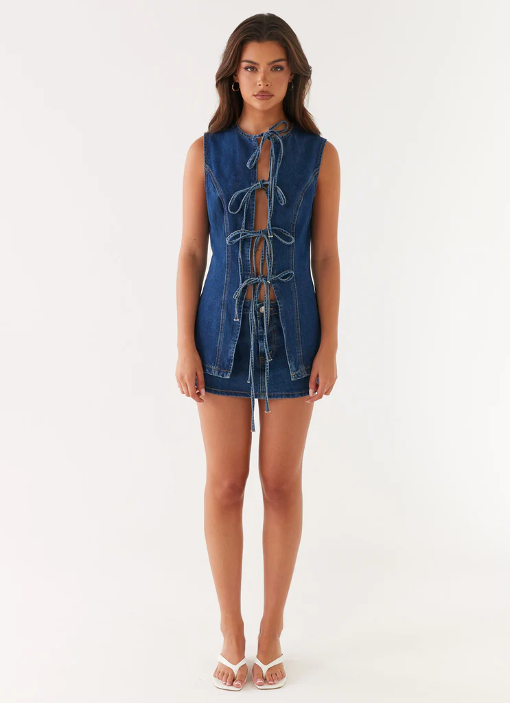 Maysa Low Rise Mini Skirt - Dark Blue