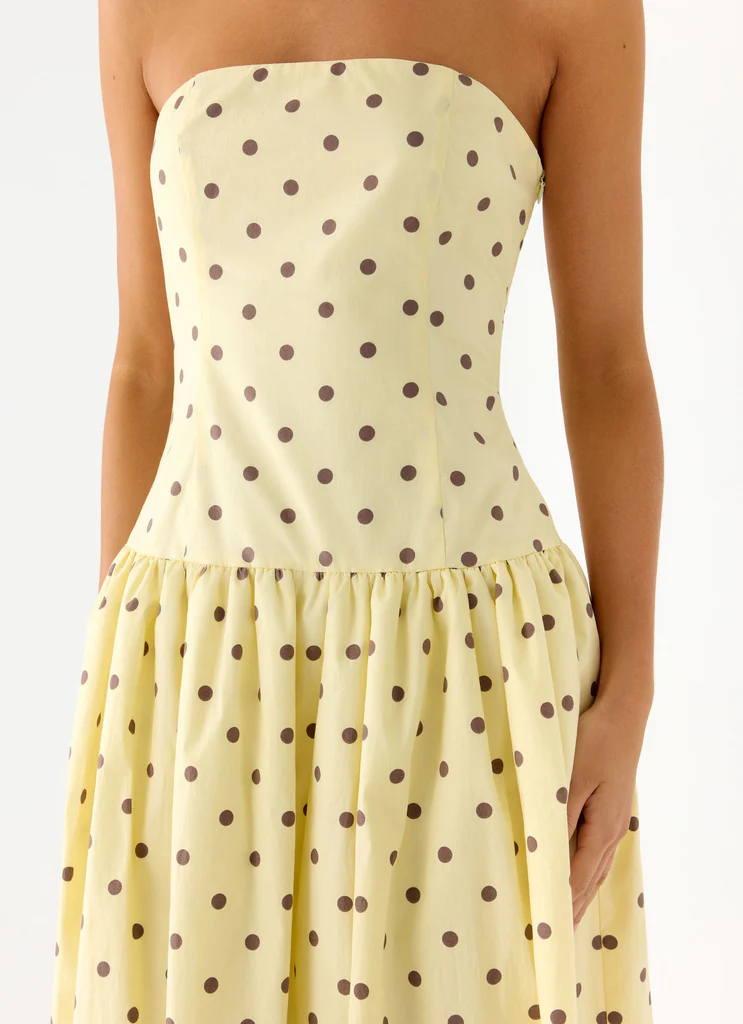 Andorra Maxi Dress - Yellow Polkadot
