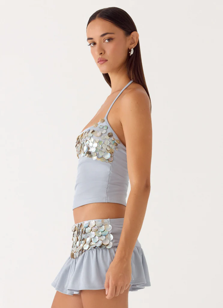 Merinda Halter Top - Misty Blue