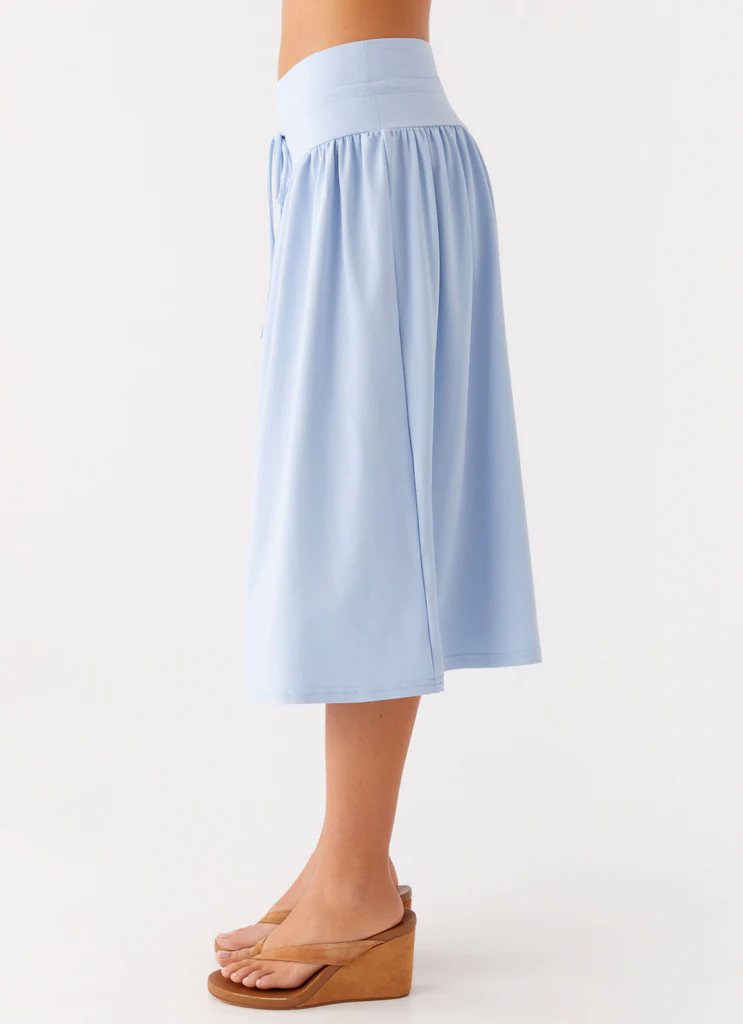Silver Tides Midi Skirt - Blue