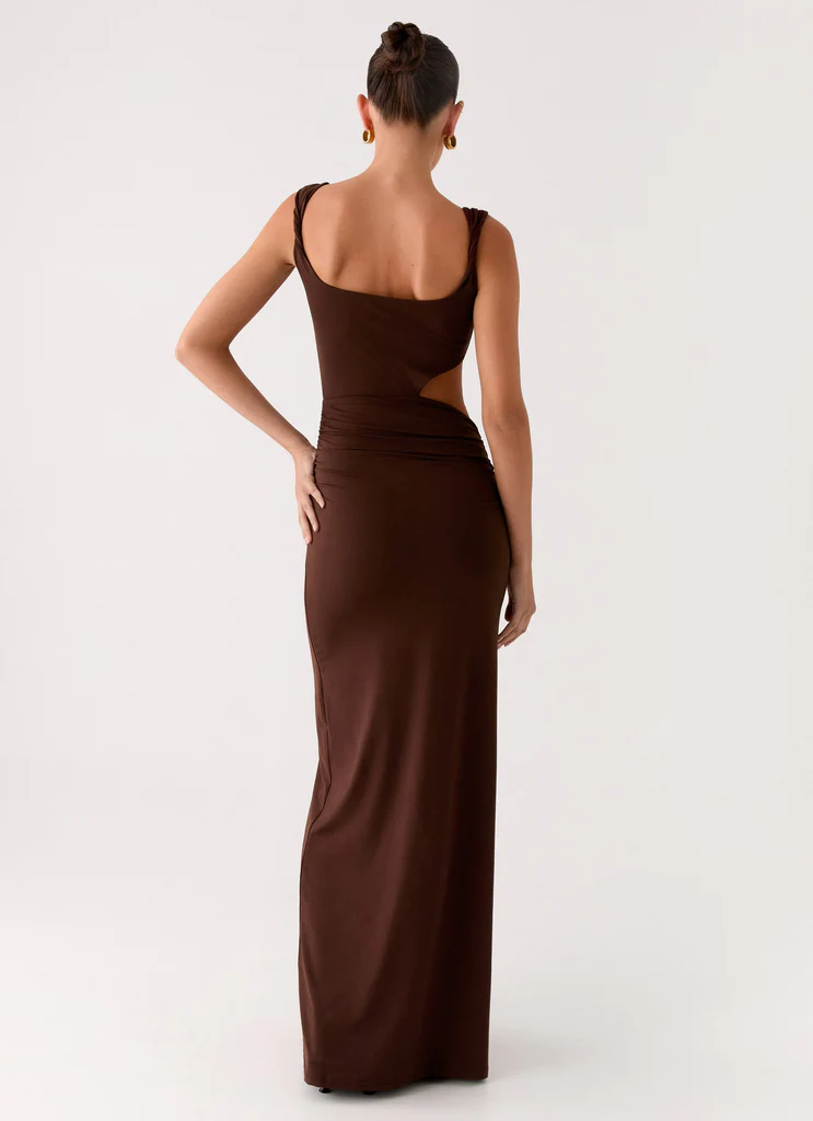 Balvin Cut Out Maxi Dress - Cool Chocolate