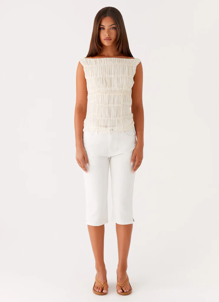 Rocco Denim Capri Pants - Off White