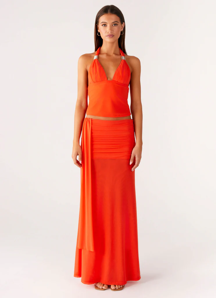 Blaze Maxi Skirt - Fire Red