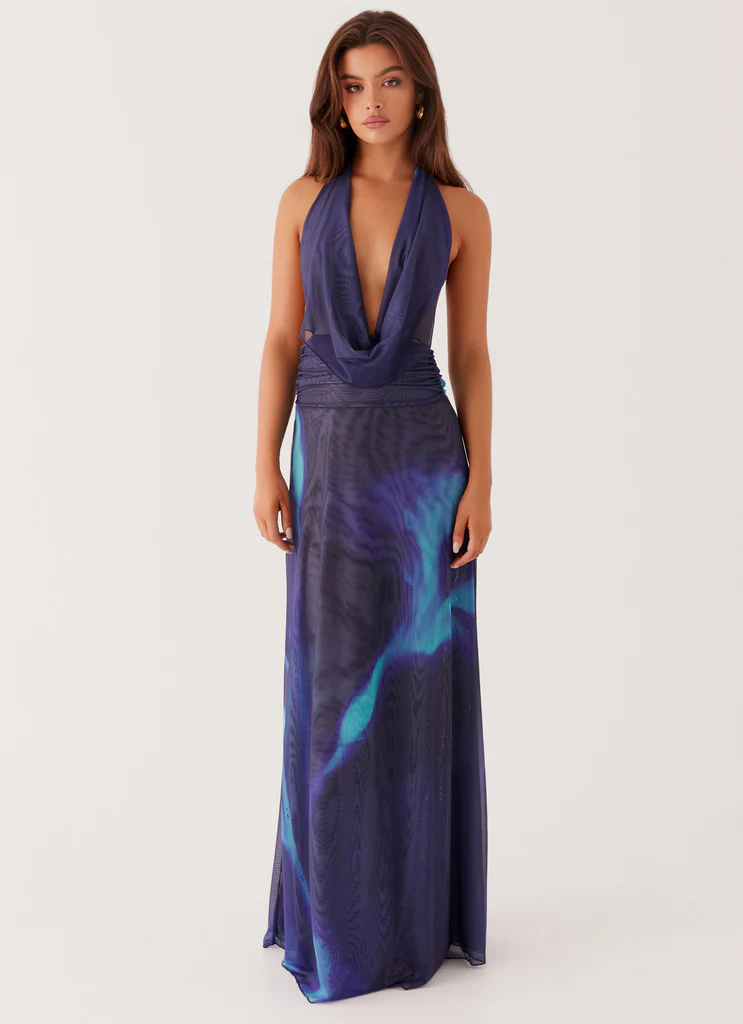 Elysia Chiffon Maxi Dress - Cyber Rose