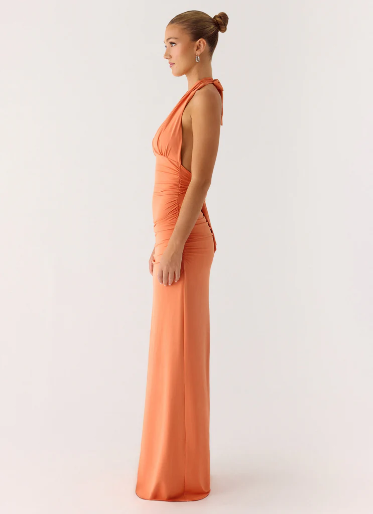 Ilaria Halter Maxi Dress - Apricot